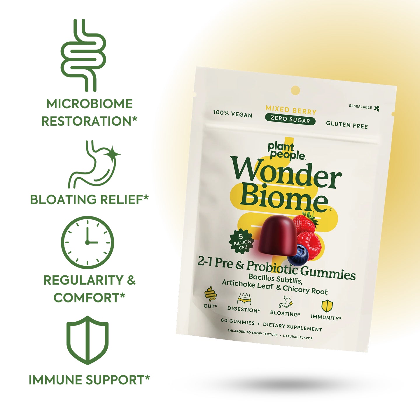 WonderBiome 2-1 Pre & Probiotic Gummies